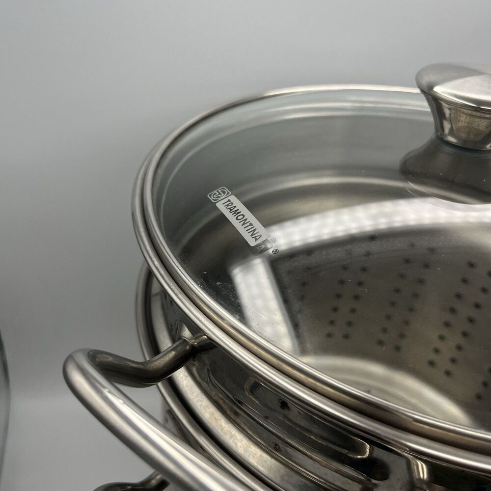 Tramontina Professional 10 Qt Stock Pot Steamer Pasta Insert Lid 18/10 SS